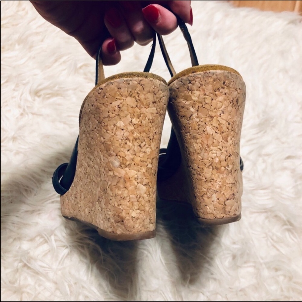 Nicole Java Leather Wedge Sandals - image 6